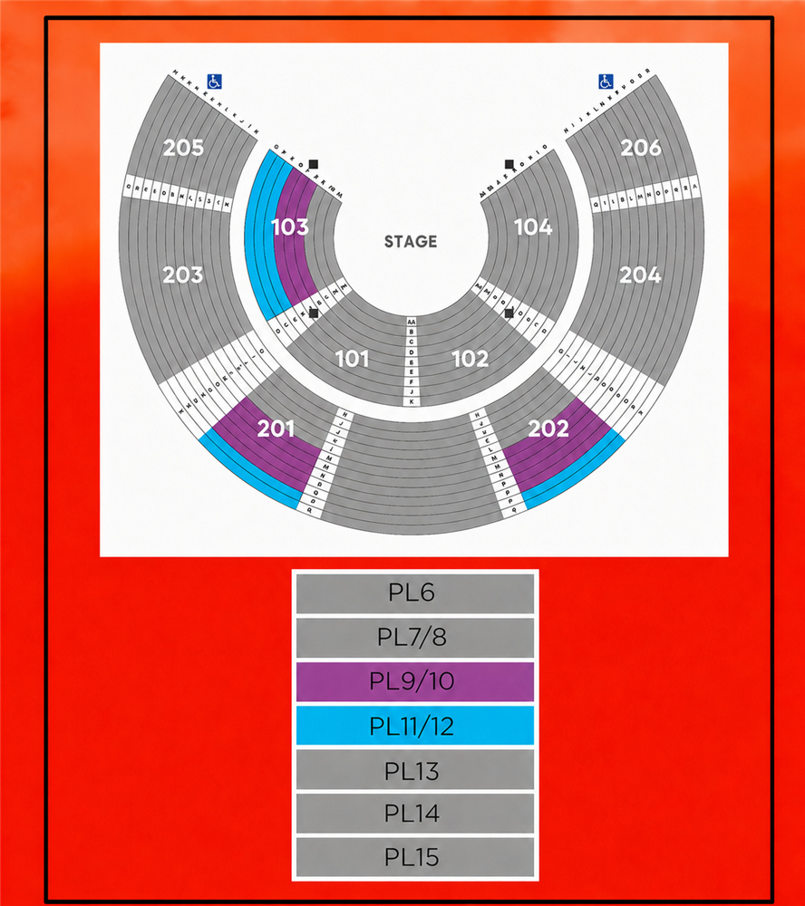 Available seating sections